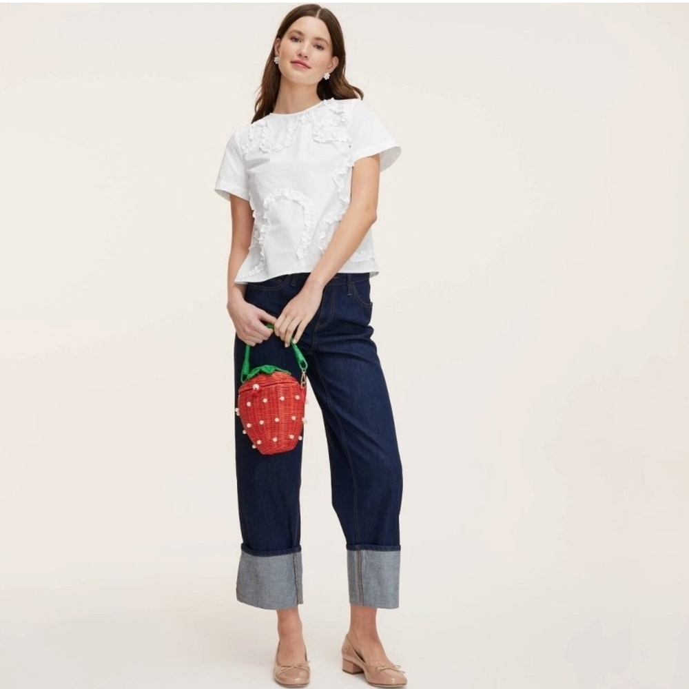 Kate Spade × Target In Hand Woven Strawberry Basket Bucket Bag With Pearls - Picture 2 of 10